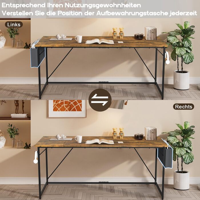 Стіл Devoko стіл комп'ютерний, 160 x 50 x 75 см офісний стіл для навчання, навчальний стіл, стіл промислового дизайну, комп'ютерни