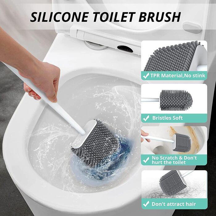 Щітка для туалету силіконова, щітка для туалету силіконова з тримачем для швидкого висихання, щітка для туалету настінна та стояча