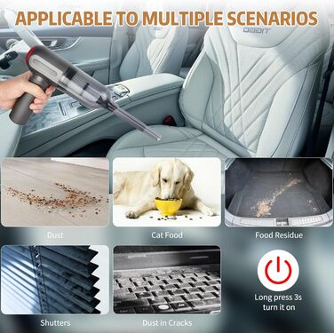 Ручний пилосос, 9000 PA Ручний пилосос акумуляторний, міні/портативний/перезаряджається USB пилосос, для шерсті домашніх тварин, а