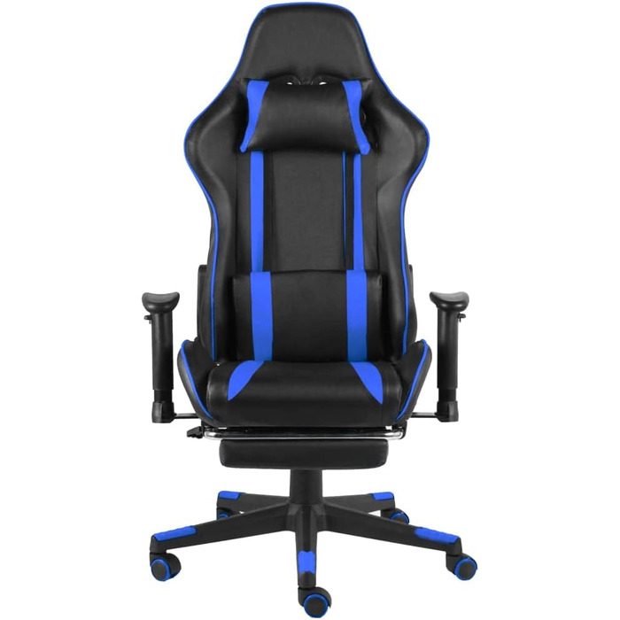 Геймерське крісло з підставкою для ніг, обертове, синій ПВХ