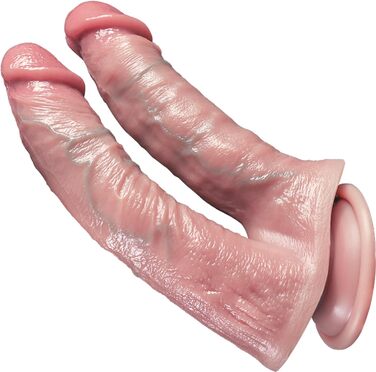 Фалоімітатор LOVE STICKS, двосторонній, реалістичний, силіконовий, 20 см, з потужною присоскою