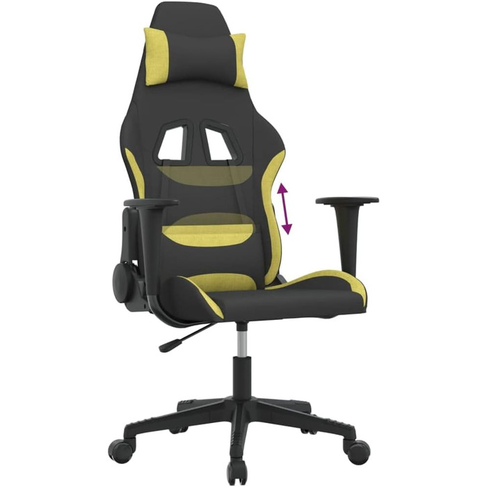 Геймерське крісло, чорно-зелене, матеріал тканина, метал