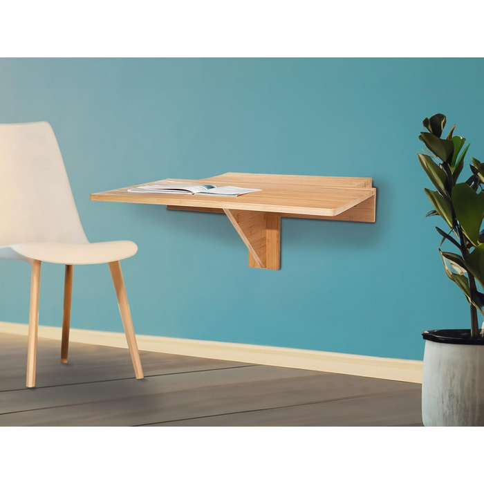 Дерев&39яний розкладний настінний стіл Spetebo - 60 x 40 см - Компактний розкладний стіл для настінного кріплення - Кухонний стіл, Обідній стіл, Бістро-стіл, Буфетний стіл, Підвісний стіл, Комп&39ютерний стіл, Плаваючий