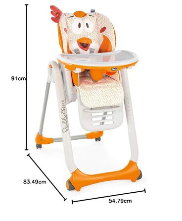 Дитячий стільчик для годування від народження до 3 років (15 кг), регульований стільчик з 4 колесами, функцією нахилу та компактни