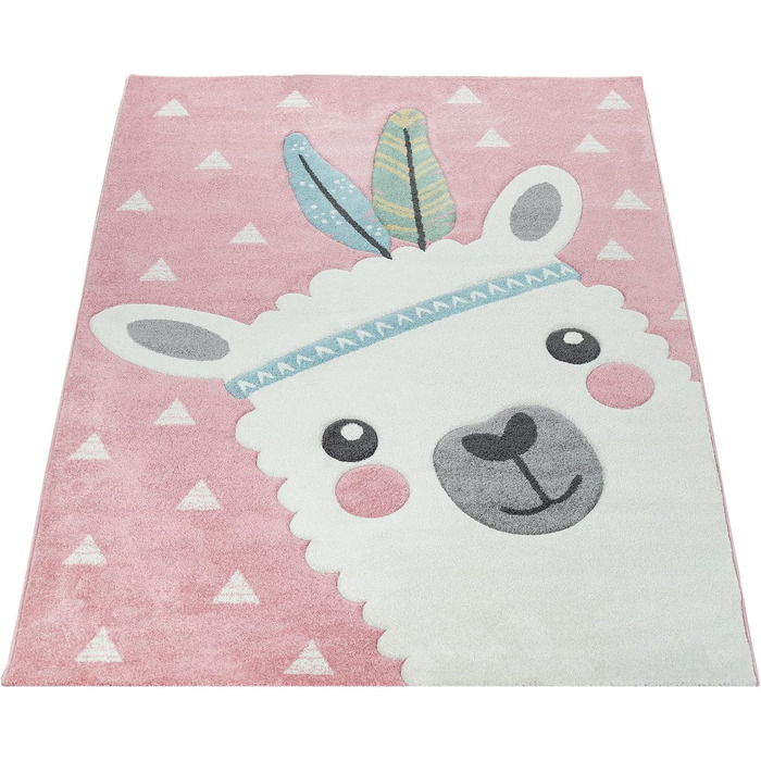 Дитячий килим рожевий дитяча кімната 3-D дизайн альпака мотив пастельні кольори міцний, розмір 200x290 см