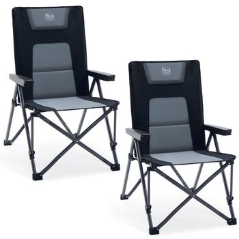 Складаний кемпінговий стілець TIMBER RIDGE, вантажопідйомність 260 кг, регульований у 4 положеннях, м&39який, висока спинка з сумкою для перенесення, кемпінговий стілець, садовий стілець для саду, балкону, кемпера, пікніка, 2 шт. чорного кольору