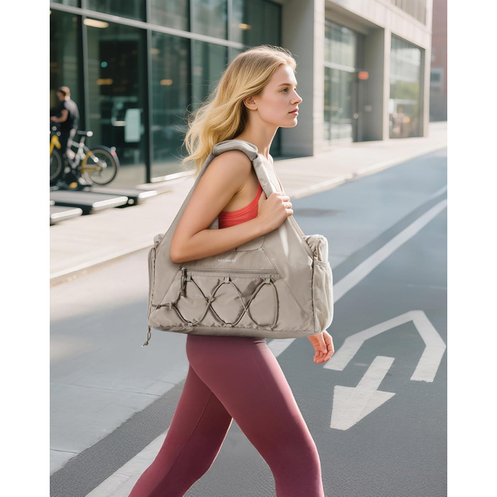 Жіноча спортивна сумка BAGSMART, легка дорожня сумка з відділенням для взуття, сумка для вихідних з відділенням для вологих речей, сумка для тренувань/йоги, колір верблюжий