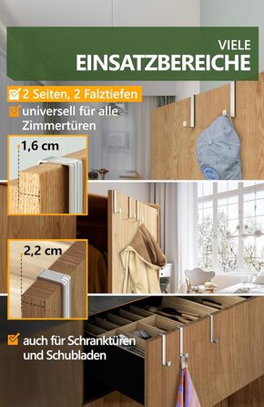 Дверні гачки 4smile - набір з 10 шт. , нержавіюча сталь - Дверні гачки для підвішування, універсальні, дверна вішалка для підвішув