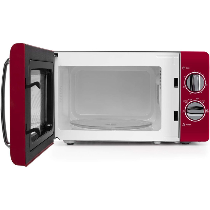 Мікрохвильова піч ємністю 20 літрів, 6 рівнів потужності, таймер до 30 хвилин, вінтажний дизайн, 700 Вт, сталь, червоний, 2020 -