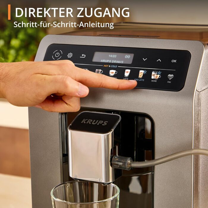 Кавомашина Krups Evidence Hot & Cold 18 видів напоїв (гарячі та холодні), One-Touch Cappuccino, молочна система, автоматичне очищення, швидкий розігрів, EA898GF0