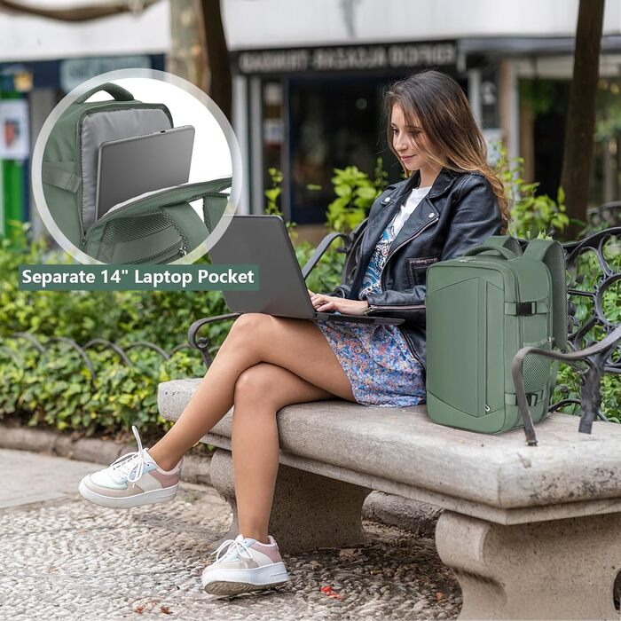 Ручна поклажа 40x20x25 для Ryanair - Рюкзак для ручної поклажі під сидінням, рюкзак для подорожей вихідного дня - Зелений