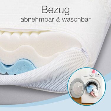 Подушка для шиї ELONEO, регульована жорсткість, регулювання висоти в 4 напрямках, тканина-спейсер 3D, подушка з піни з ефектом пам&39яті, включаючи клімат-чохол з алое вера, 60 x 35 см, в&39язкопружна піна