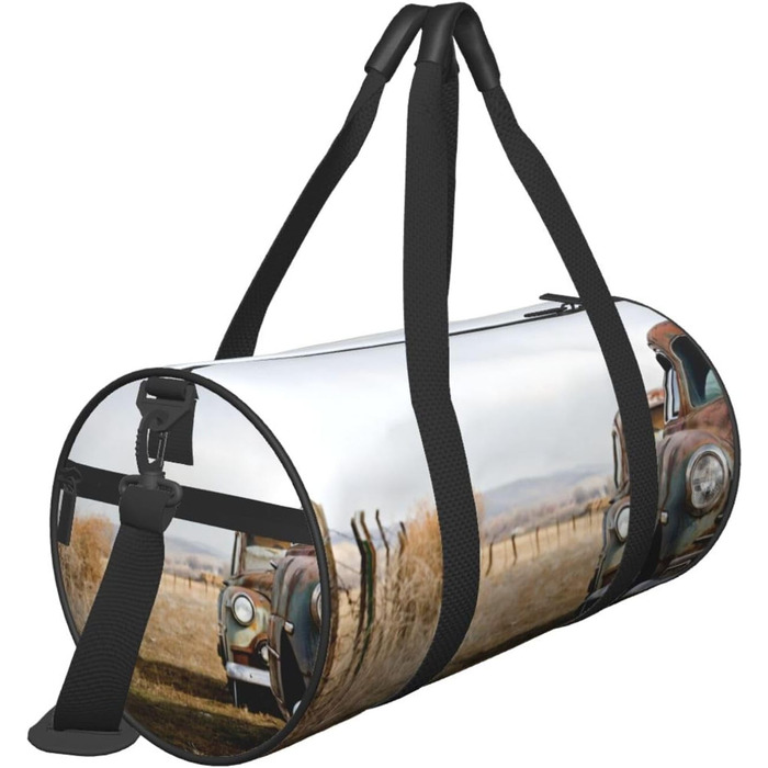 Спортивна сумка-мішок для подорожей з принтом Антик Авто, чорна, універсальний розмір, дорожня сумка