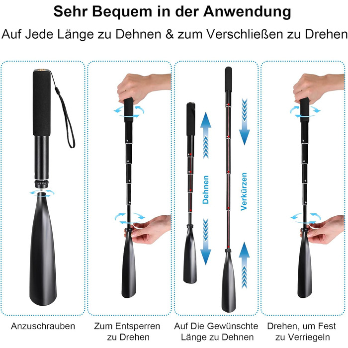 Довгий ріжок для взуття Mishell, телескопічний 41 97 см, висувний ріжок для взуття, довгий пластиковий ріжок для взуття з металево