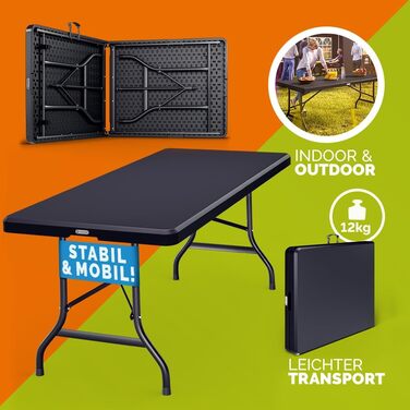 Комплект пивних наметів CASARIA 180 см Складана пивна лавка Широкий стіл Пластикові пивні лавки Пивний стіл Фестивальний намет Пивний набір Складаний стіл Кемпінг Пивний сад Антрацит