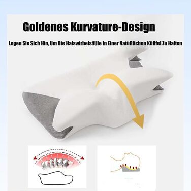 Подушка Curosleep, подушка Dreamsleepz для шиї, ергономічна подушка для шиї Dreamsleepz з контурною підтримкою для сну на боці, спині та животі, для кращого сну (A)