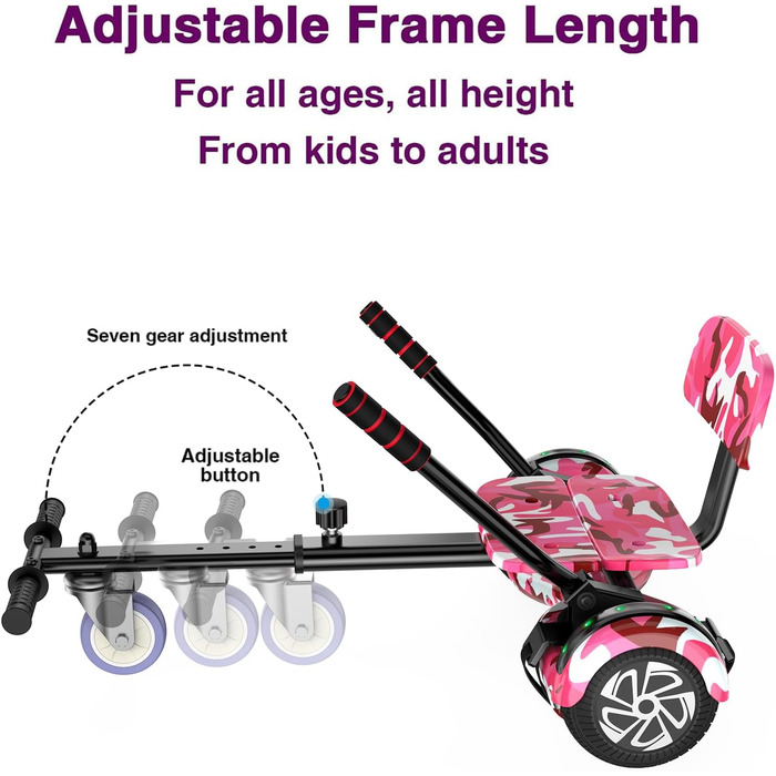 Гіроскутер для дітей 6,5 дюйма – самобалансуючий з картингом, світлодіодними ліхтарями та Bluetooth-колонкою, ідеальний подарунок для дітей