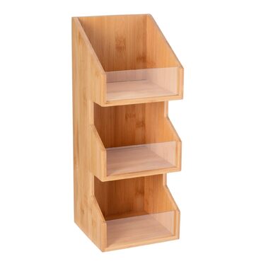 Бамбукова полиця для спецій, кухонна полиця для стільниці, включаючи протиковзкі накладки, полиця-органайзер, кухонний органайзер для кухні, їдальні, офісу, ванної кімнати, 15 см