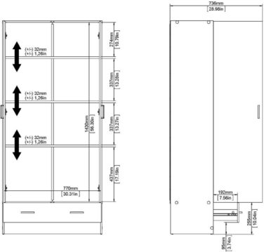 Шафа Dmora з двома дверима та однією шухлядою, кольору дуба, 79 x 35 x В171 см