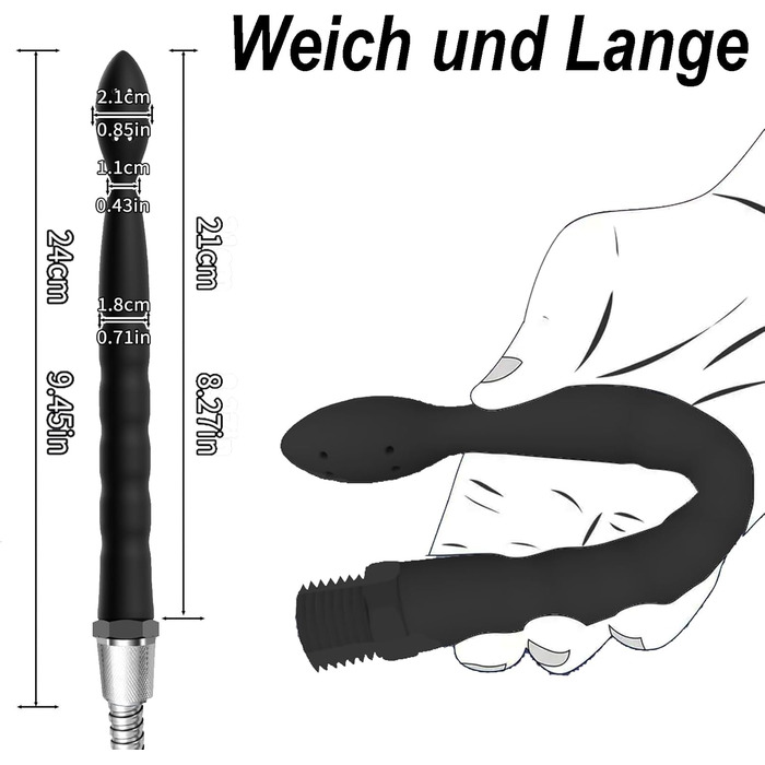 Силіконовий анальний ирригатор Sadodo, 24 см, 8 насадок