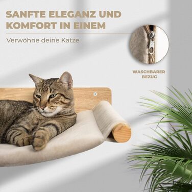 Стіна для лазіння для котів WOOWOOD, включаючи 2 котячі сходи масив дерева I Стіна-дряпка для котів I Гамак для котів I Стіна для котів I Настінна дряпка I Меблі для котів I Стіна для лазіння для котів з масиву дерева (3 частини)
