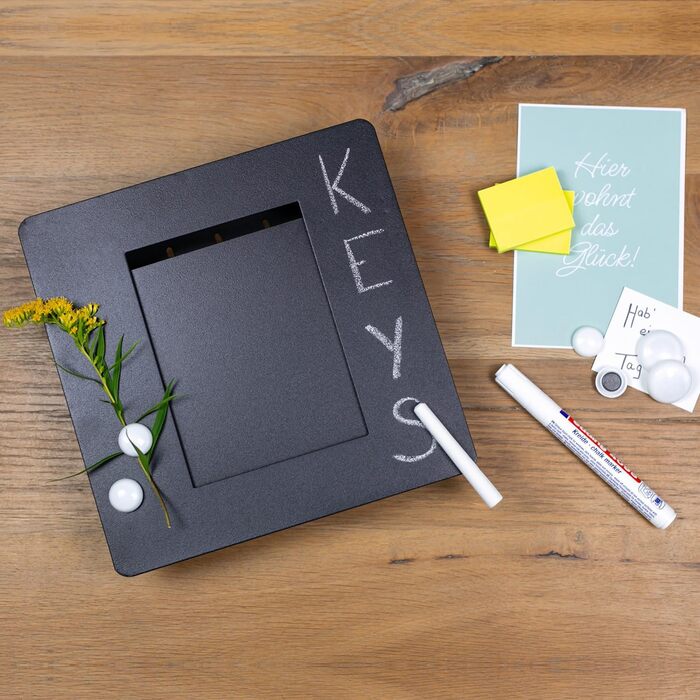 Ключниця HMF 1050-02 з фоторамкою, 5 гачків, 22,0 x 20,0 x 5,0 см, чорна