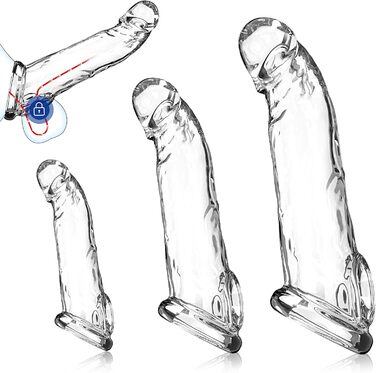 Набір з 3 накладок на пеніс з кільцем для яєчок, кільце для пеніса, секс-іграшка для чоловіків, секс-іграшки для пар, екстремальний накладка для збільшення та подовження пеніса, накладка для пеніса покращує витривалість та чутливість