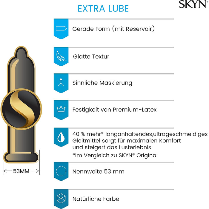 Презервативи SKYN Extra Lube 50 предметів та оригінальні презервативи (10 шт. ) Презервативи Skynfeel без латексу, надзвичайно вологі та зручні для використання з нашими змазками