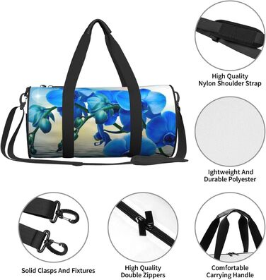 Спортивна сумка для подорожей з елегантним орхідейним принтом, чорна, універсальний розмір