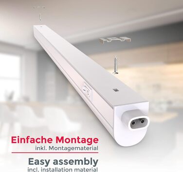 Світлодіодна стрічка з вимикачем, нейтральний білий колір світла, розширюється, кухня під шафою, світлодіодна стрічка кухня, освітлення шафи, кухонна лампа, освітлення, 57,3x2,2x3 см, білий