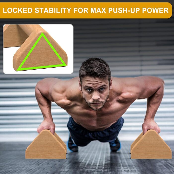 Дерев&39яні перекладини для віджимань Kipika 4-дюймові ручки для віджимань з бука для використання на підлозі, нековзка гумова основа, трикутні стійки для віджимань, домашнє фітнес-обладнання, ідеально підходить для віджимань, L-подібних положень, силових