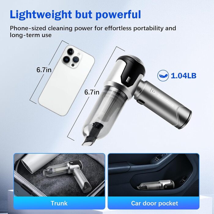 Акумуляторний ручний пилосос 19Kpa Акумуляторний ручний пилосос з безщітковим двигуном 4-в-1 автомобільний пилосос Потужний міні-р