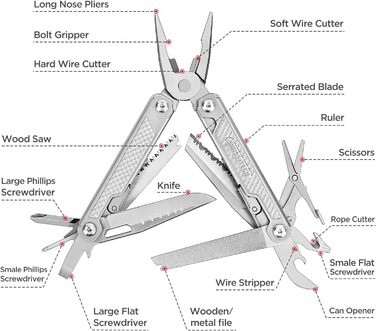 Багатофункціональні плоскогубці з нержавіючої сталі SwissTech 17-IN-1 Складаний багатофункціональний інструмент Багатофункціональн