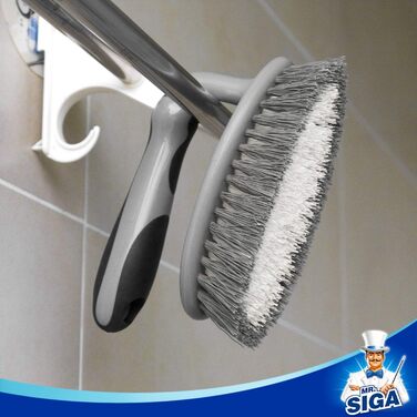 Надміцна щітка зі зручною ручкою, щітка для чищення ванної кімнати, душу, раковини, підлоги, 2 шт. сірого та чорного кольору