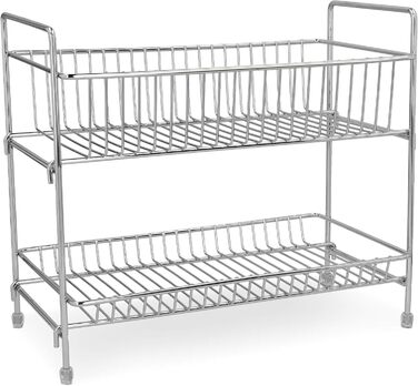 Рівнева підставка для спецій Navaris - Тримач для спецій, полиця для спецій - Окремостояча - Універсальний органайзер для кухні та ванної кімнати, Срібний, 2-