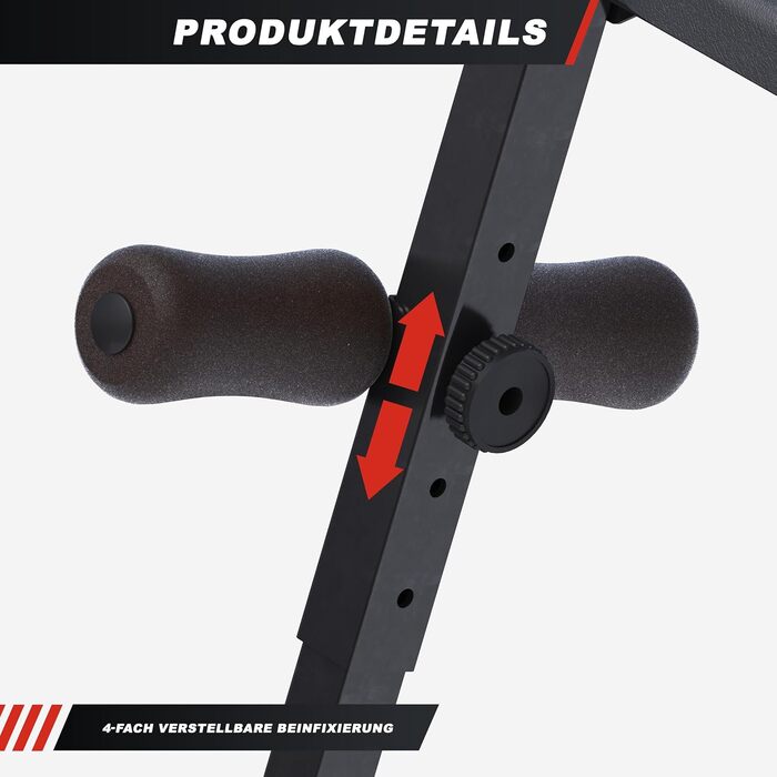 Лава для сидіння GORILLA SPORTS - Складана, регульований кут нахилу в 3 напрямках та фіксація ніг в 4 напрямках, вантажопідйомність до 120 кг, виготовлена зі сталі - Тренажер для пресу, лава для тренувань, тренажер для спини, фітнес-лава