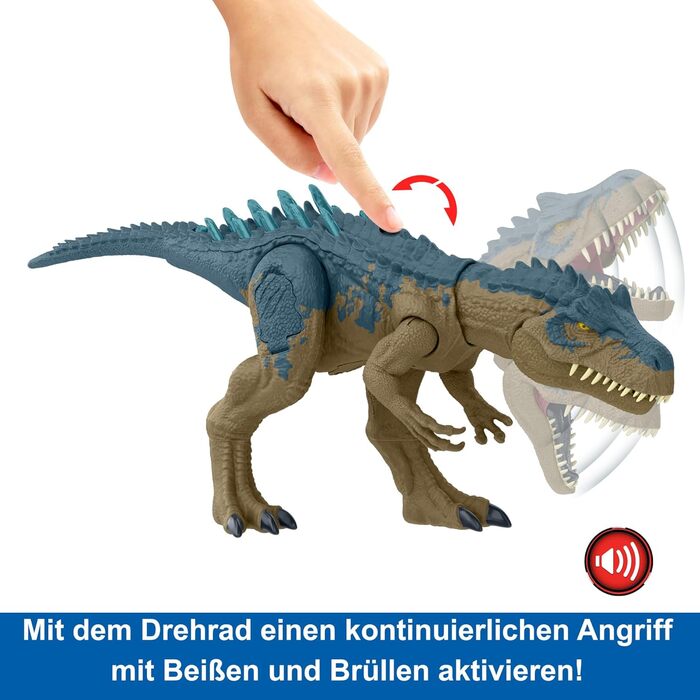 Іграшка-динозавр Mattel Jurassic World Ruthless Rampage Allosaurus, фігурка динозавра з безперервними кусючими атаками, ревучими з