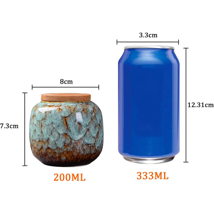 Керамічна банка для зберігання їжі MANYYSI герметична з кришкою з натурального бамбука, чайна чашка, банка для зберігання кави, чаю, спецій та горіхів, керамічна, блакитна, одного розміру