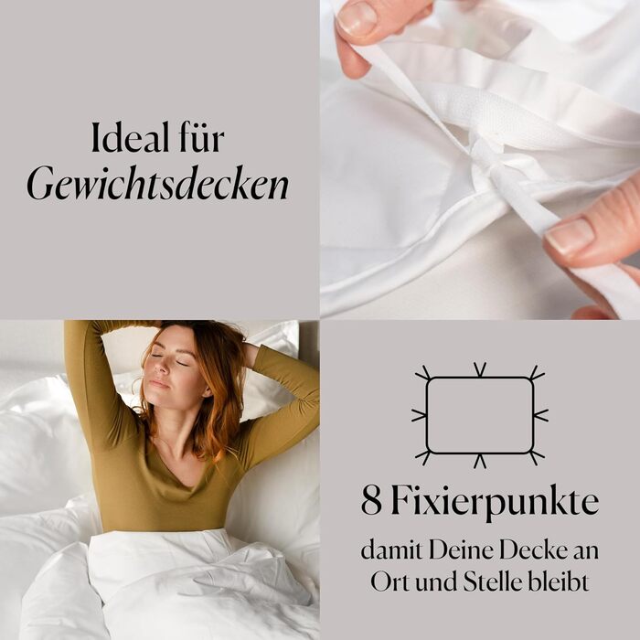 Чохол для обтяженої ковдри 135x200 см - 100 бавовняна постільна білизна - Білий - Зроблено в Португалії - Підковдра для терапевтичної ковдри - запобігає ковзанню 135 x 200 см Білий 1