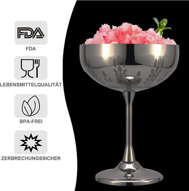 Пшеничний візерунок колосся з нержавіючої сталі чаша для шампанського 280 мл, чаші для шампанського з нержавіючої сталі, келихи дл