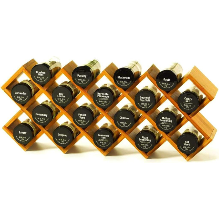 Бамбукова підставка для спецій autumndeer, органайзер для спецій на 18 банок з нержавіючої сталі, контейнери для спецій, тримач для трав та спецій для шафи, кухні, комори (банки не входять до комплекту)