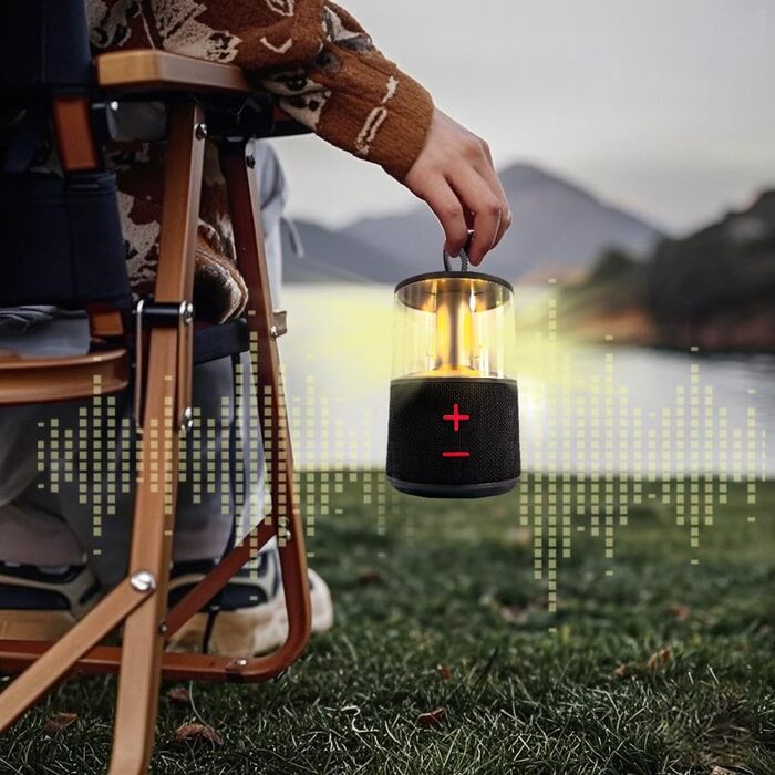 Ліхтар для кемпінгу з Bluetooth-динаміком, портативний підвісний наметовий ліхтар, що перезаряджається, вінтажний кемпінговий ліхтар для вуличних столів у пабі, чорний
