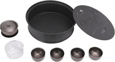 Похідний чайний сервіз Ti, набір міцних чашок для заварювання з дизайном Гірська вода для пікніків, кемпінгу, походів та офісу