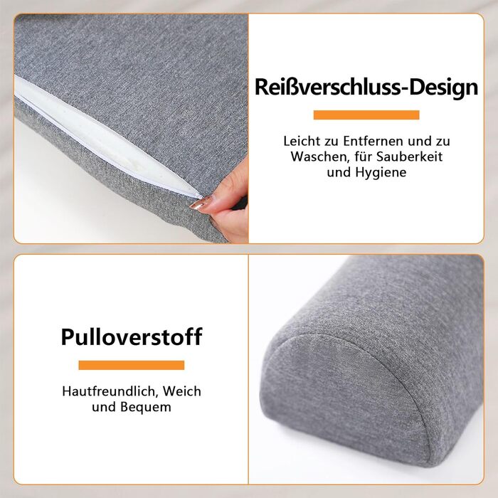 Ортопедична подушка для шиї, подушка з піни з ефектом пам&39яті, ергономічна подушка для підтримки шиї з масажними точками та посиленою бічною підтримкою, для сну на боці, спині та животі, сіра