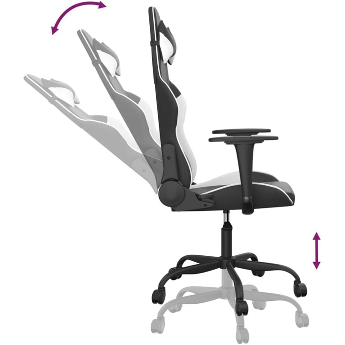 Ігрове крісло INLIFE чорно-біле зі штучної шкіри, Меблі, Крісла, Ігрові крісла, Біле, 16,1 кг, 3143646