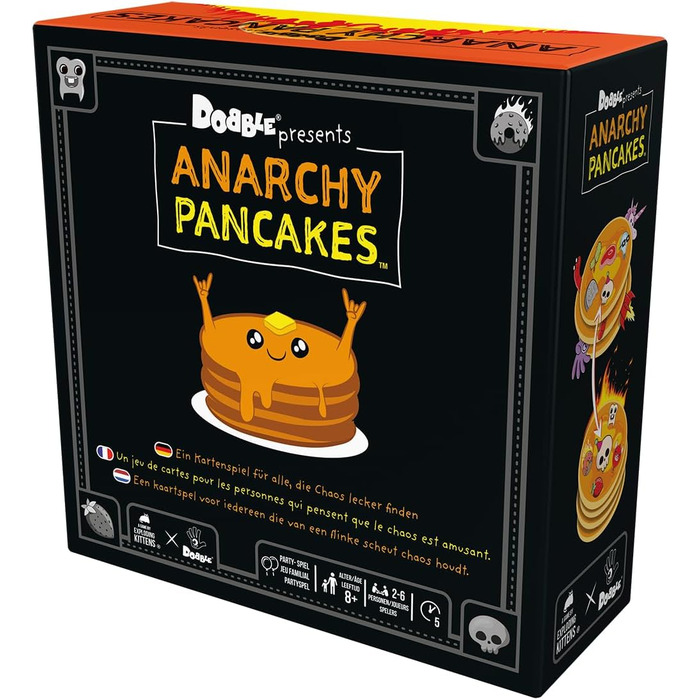 Виличні млинці, Dobble Anarchy Pancakes, Гра для вечірок, Карткова гра, 2-6 гравців, Від 8 років, 5 хвилин, Німецька, Багатомовна