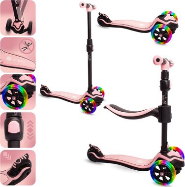 Сонячний дитячий самокат самокат дитячий 3 роки, світлодіодний великий 3 колеса, знімне сидіння, дитячий самокат, Childern's Scoot