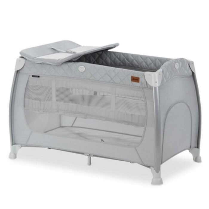 Дорожнє ліжечко Hauck Play N Relax Center з пеленальною підкладкою, регульованою висотою та боковим входом - Стьобаний сірий