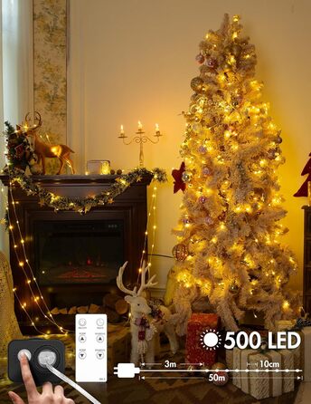 Казкові ліхтарі на відкритому повітрі з вилкою, 50M 500 світлодіодних казкових ліхтарів у приміщенні з пультом дистанційного керув