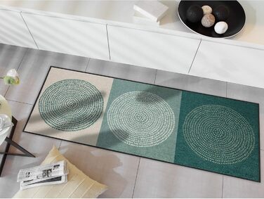 Килимок для дверей Salonloewe Nestor кольору шавлійно-бежевого, що миється, 50 x 75 см, вхідний килимок, брудозбірний килимок, зелені кола, 50 x 75 см (прямокутний), зелений